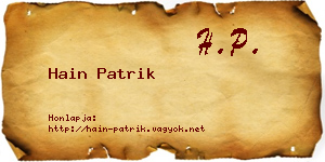 Hain Patrik névjegykártya